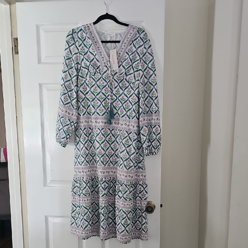 Chic Long Sleeve Patterned Dress